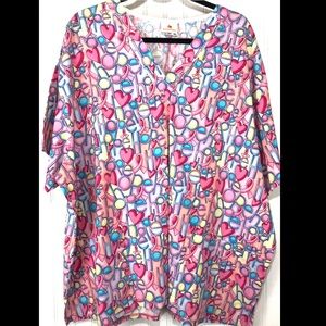 Peaches Breast Cancer Hope Scrub 3 X 3XL